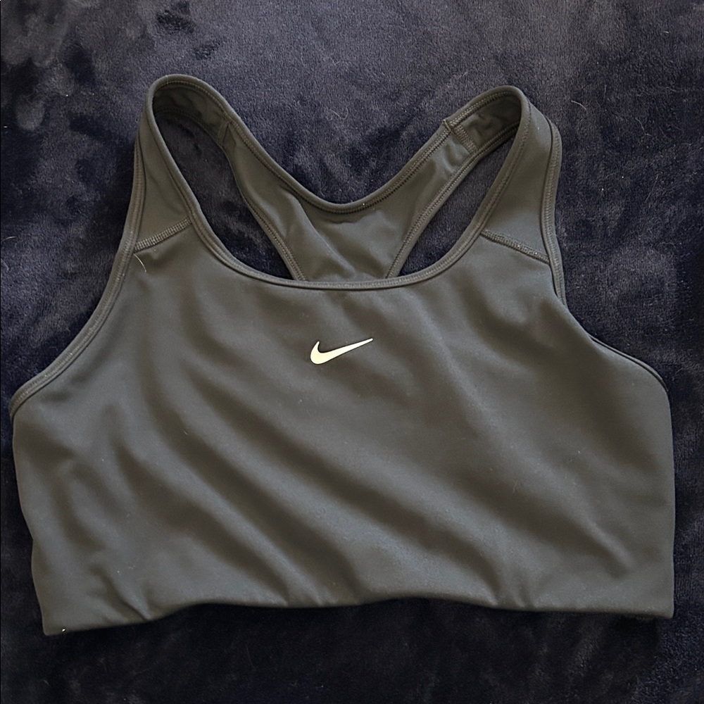 Nike Women's Black Sports Bra with Gold Logo